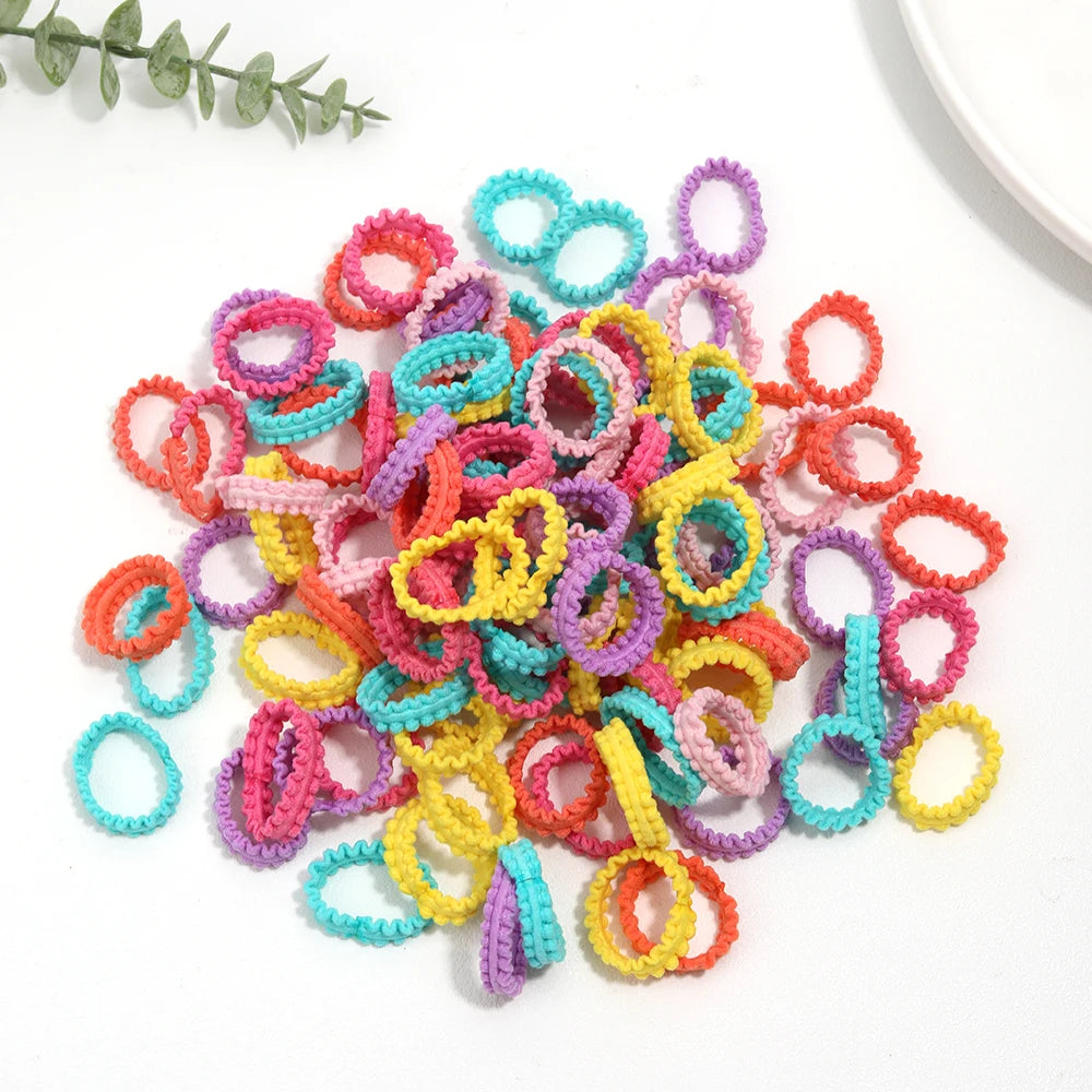50Pcs Children Small Rubber Bands Girls Hair Ties Headbands Non Damaging Tie Ponytail High Elastic Durable Scrunchies Hair Rope