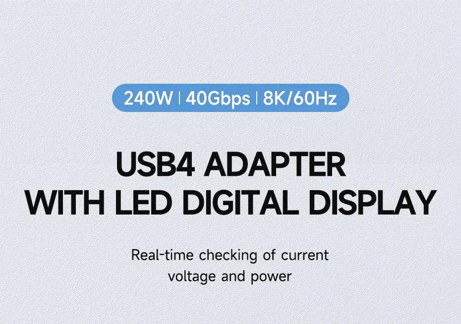 Hagibis LED Display 240W USB C Adapter Type C to USB C USB4 Connector 40Gbps 8K@60Hz for Thunderbolt 4/3 iPhone 15/16/17 Macbook