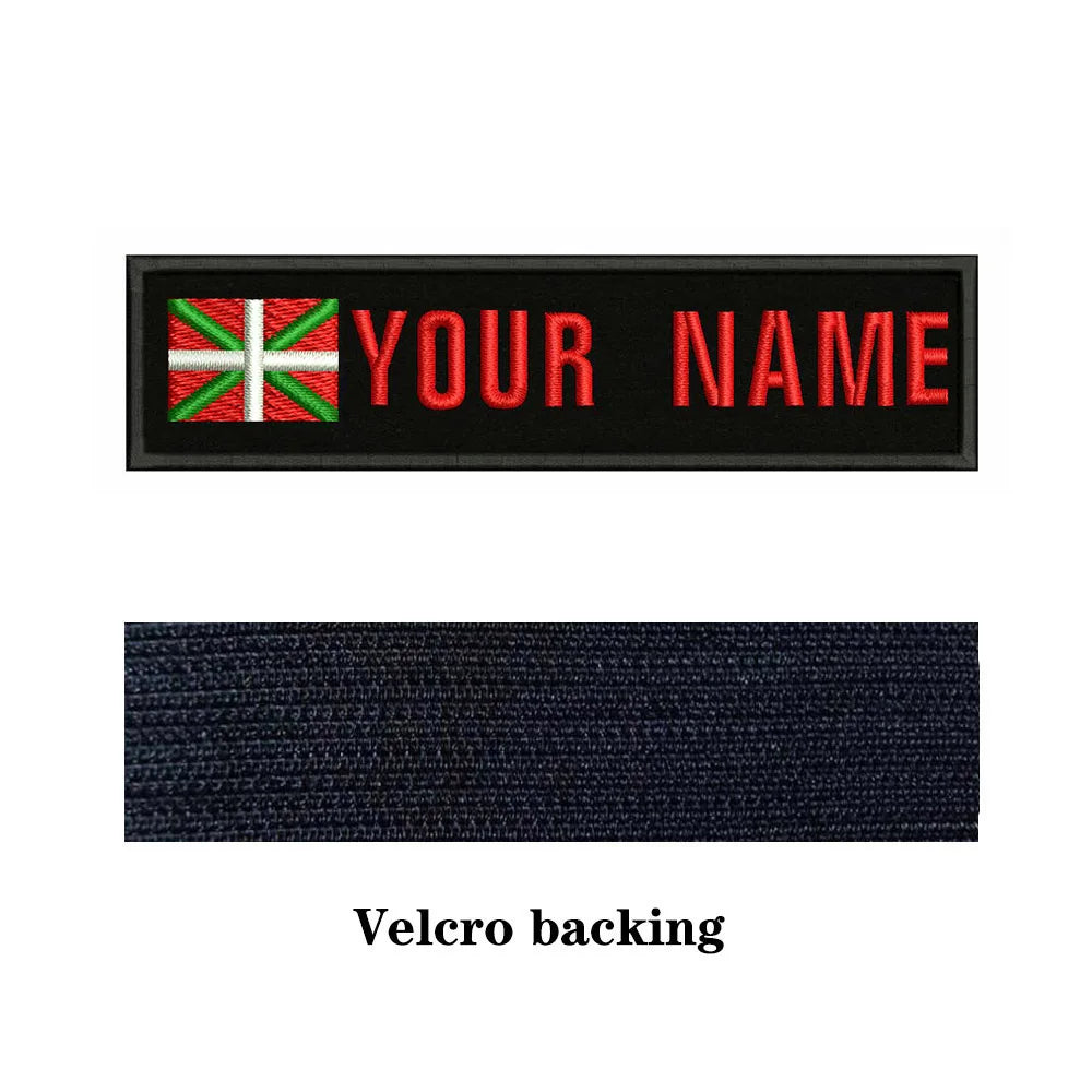 Basque Flag 10X2.5cm Embroidery Custom Name Text Patch Stripes Badge Iron On Or  Patches