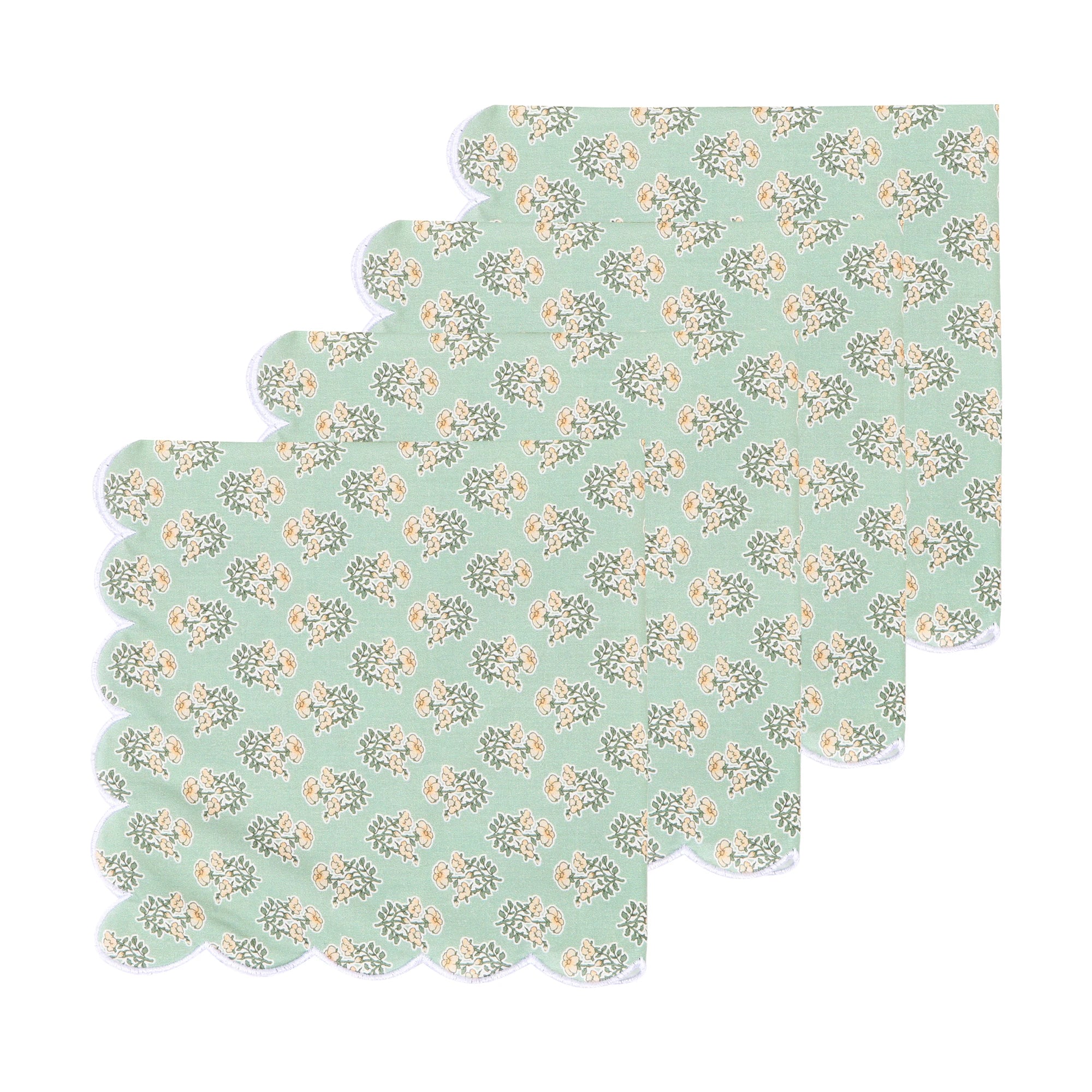 Lotus Shaped Embroidered Edge Napkins 4pcs/set Thickened Pure Cotton Breathable Placemats for Weddings Christmas Daily Party
