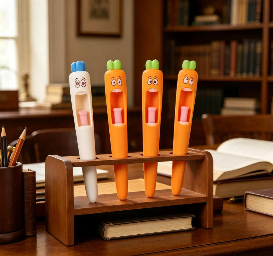4 Pcs Kawaii Carrot Tongue Gel Pen Set 0.5mm Fine Point Black Ink Cute Writing Pens for Easter Basket Office Decorations & Stuffers