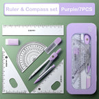 7Pcs Back to School Math Geometry Set, Multi-Function Drawing Tools with Compass, Rulers for Students School Supplies Stationery
