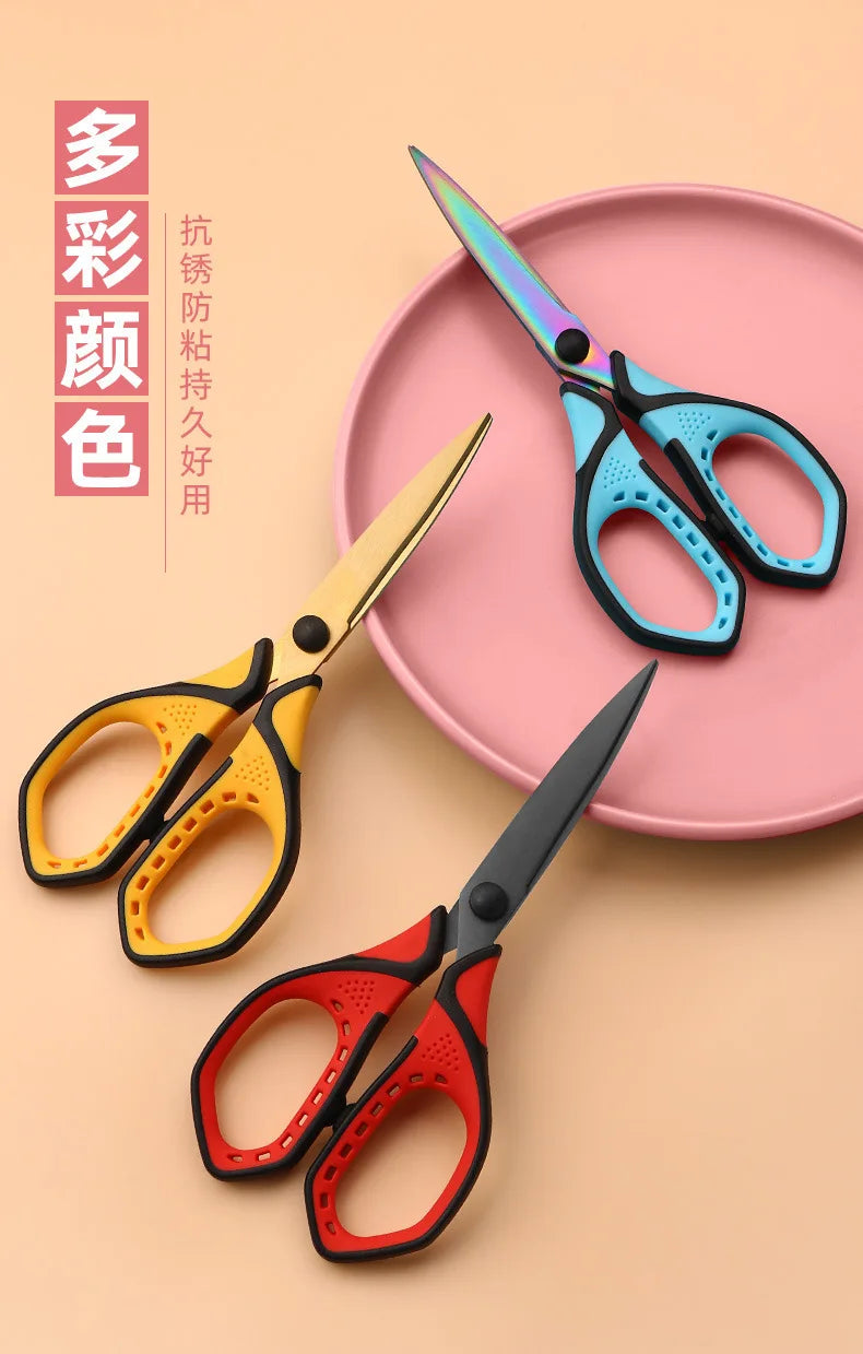 Office Scissors,Stainless Steel Scissors Anti Rust,Black,Gold,Color Titanium,Handmade Paper Cut DIY Domestic Office Student Use