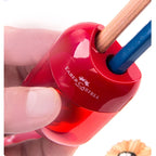 Faber Castell Cute Pencil Sharpener Double Hole with Container Plastic Student School Stationery Mini Manual Pencil Sharpeners