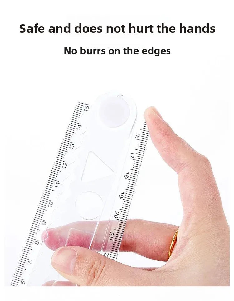 1PC 30cm Folding Flexible Ruler Transparent PVC Creative Drawing Tool Student Stationery Supplies