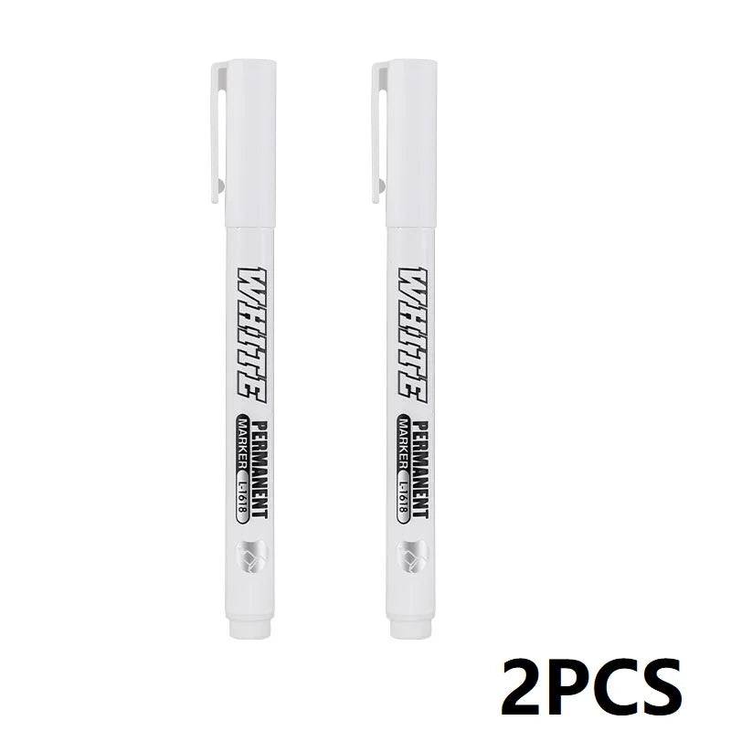 New 1/2/3PCS Waterproof Metal Marker Permanent White Paint Pen Washing Art Painting Graffiti Pens Fabric Wood Leather Marker1MM