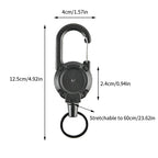 Retractable Heavy Duty Pull Reel Carabiner Key Chains Strong Steel Wire Rope Buckle Spring Key Ring Outdoor Sporty Keychain Tool