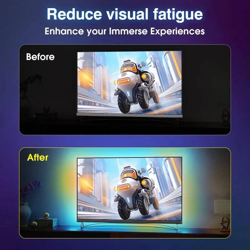 HDMI Sync TV Backlight for 40-85 Inch TVs, No App Needed Gaming Lights with Real-Time Color Matching, for Xmas Home Theater
