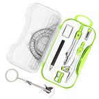 1 Set Math Geometry Kit Protractor Compass Set Triangle Ruler  11 Pcs Student Supplies,Green