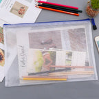 3/5PCS Stationery Storage Bag Folder File Mesh Zipper Pouch A3 A4 A5 A6 Document Bag Zip File Folders School Office Supplies