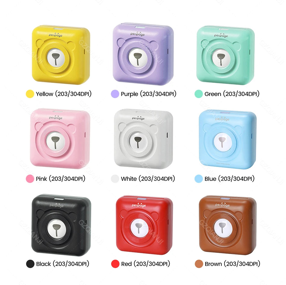 9 Colors Peripage A6 304DPI Mini Photo Printer Notes Sticker Label Printing Machine Bluetooth Portable Wireless Printer Marker