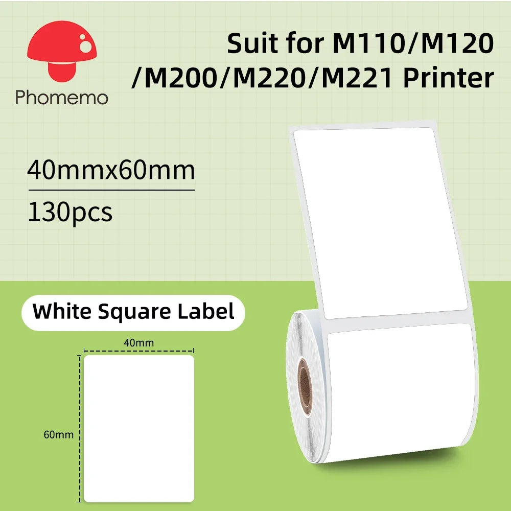 Phomemo Label For M110/M220/M221 Mini Printer Portable Thermal Label Stickers Self-Adhesive Waterproof Label Maker Sticker New