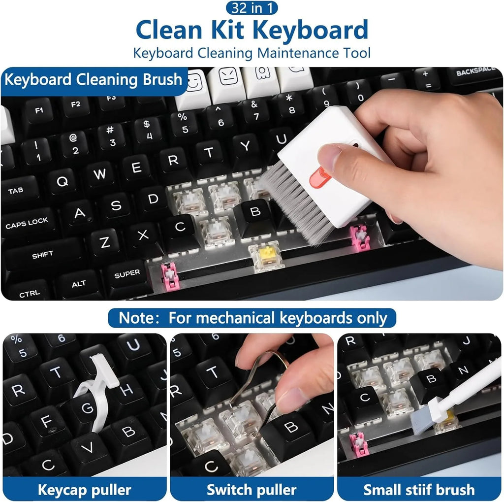 Professional 32-in-1 Electronics Cleaning Tools Set – for iPhone Port, AirPods Case, Bluetooth Earbuds, PC Keyboard, Laptop