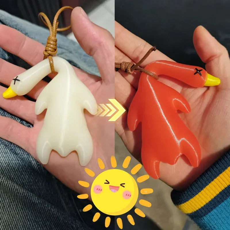 1/2pcs New Color Change Duck Keychain Fashion Funny Goose Pendants for Bag Car Keyrings Cute Cartoon UV Photochromic Key Chains