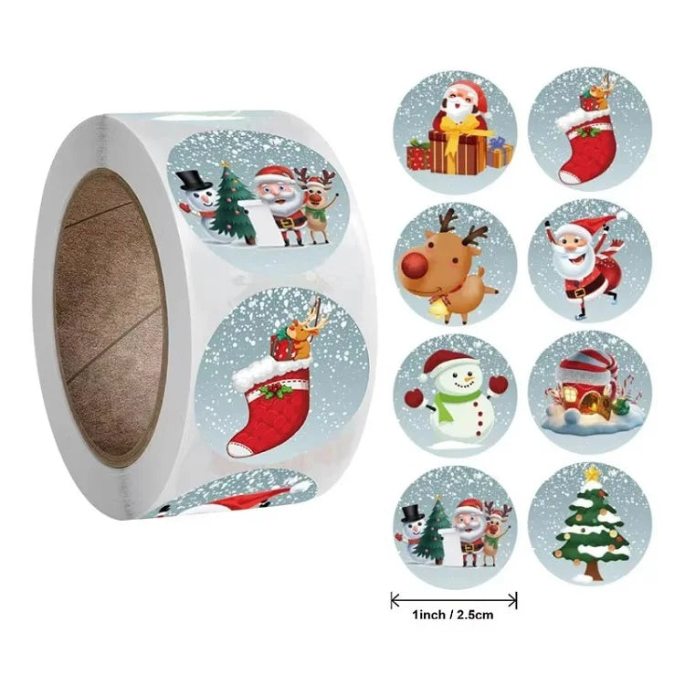 100-500PCS Merry Christmas Stickers Small Stickers for Rolling Sticker Pack Roll Packing Labels