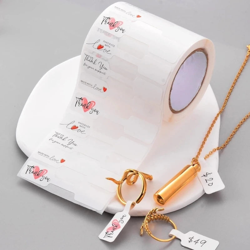 Jewelry Price Label 500 Pack Ring Bracelet Sticker Hangtags Jewelry Price Tags Label Display for Necklace Earring Indentificatio