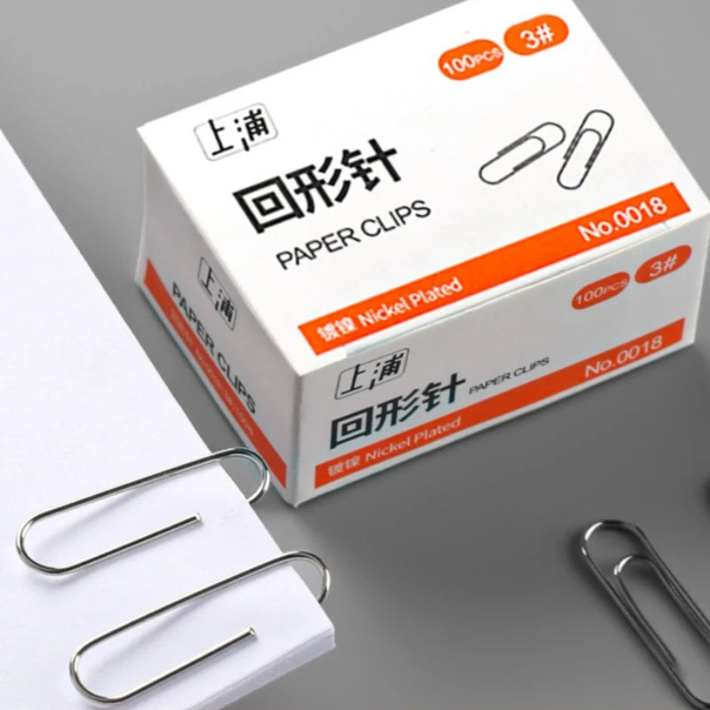 100Pcs Nickel-Plated Paper Clips Rust-Proof Thickened Office Supplies for Organizing And Binding