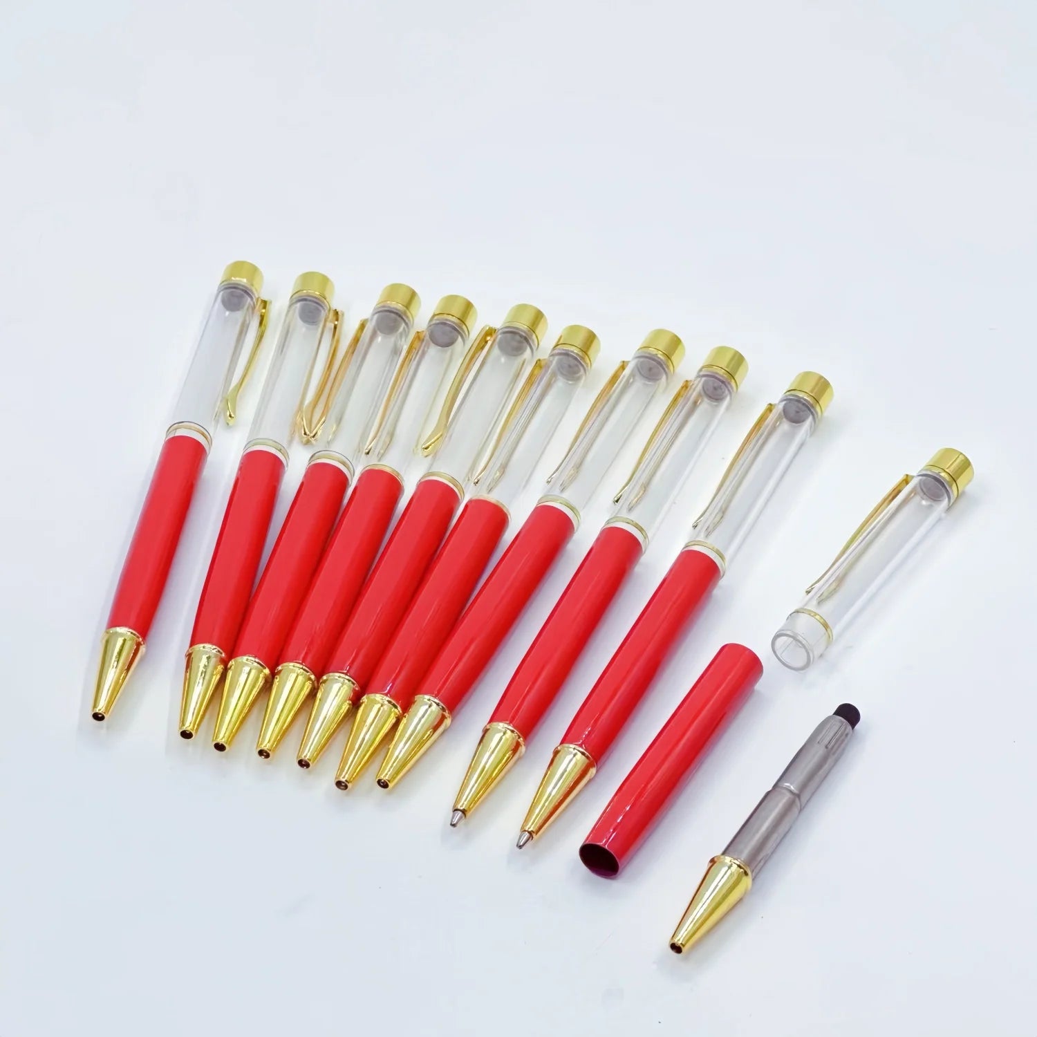 10 Pieces of Ballpoint Pens DIY Empty Pen Barrels for Handmade Quicksand Pens, Floating Flower Pens, Business Event Signature Pens, and Souvenirs