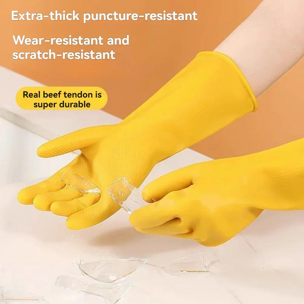 【Top Quality】Latex Glove Rubber Household Kitchen Thickened Acid and Alkali Resistant Latex Gloves Wholesale Dishwashing Laundry