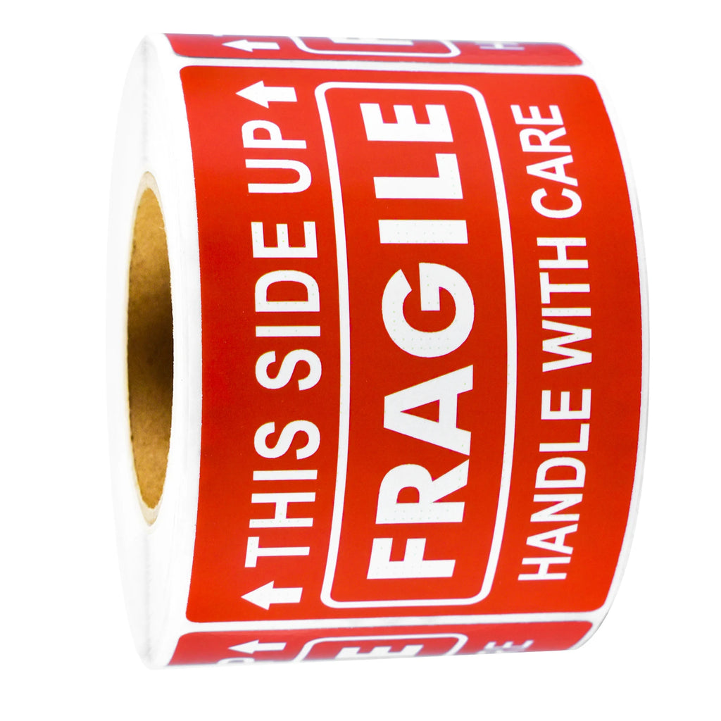 300 Sheets Per Roll/2*3In. Fragile on This Side, Handle with Care. Red Warning Stickers. Warning Box Packaging. Shipping Adhesive Labels. Shipping Warning Label Stickers, Handle with Care Label Stickers