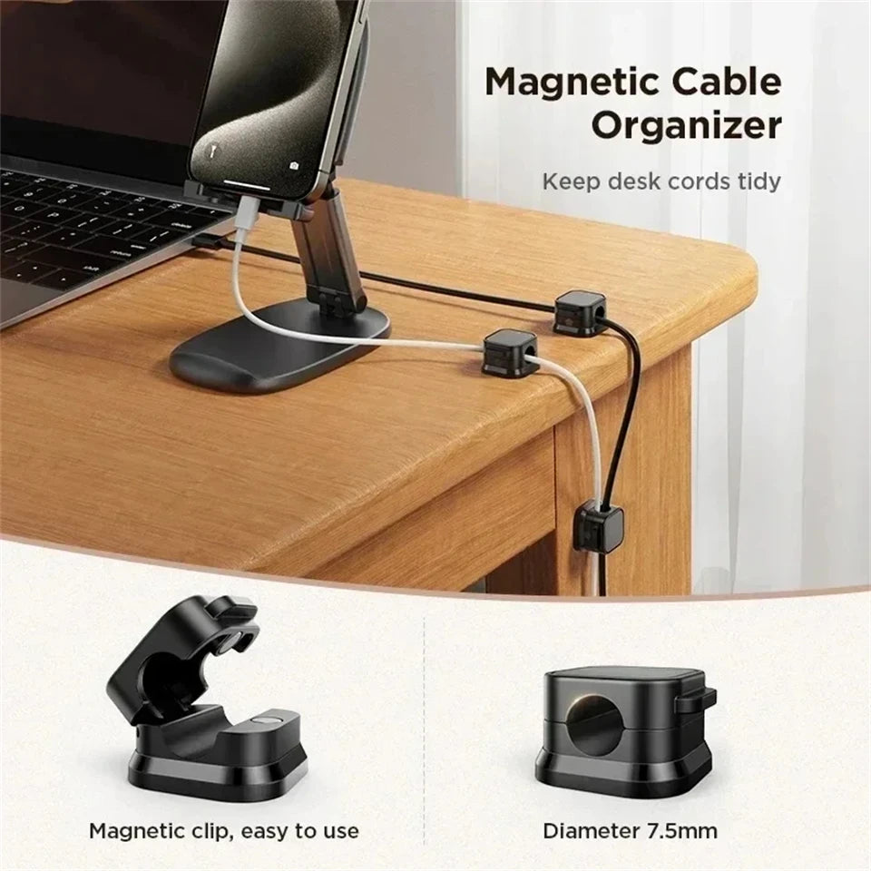 Magnetic Cable Clip Winder Holder Adhesive Wire Keeper Cord Cable Organizer USB Charging Cables Winder for Office Desktop Home