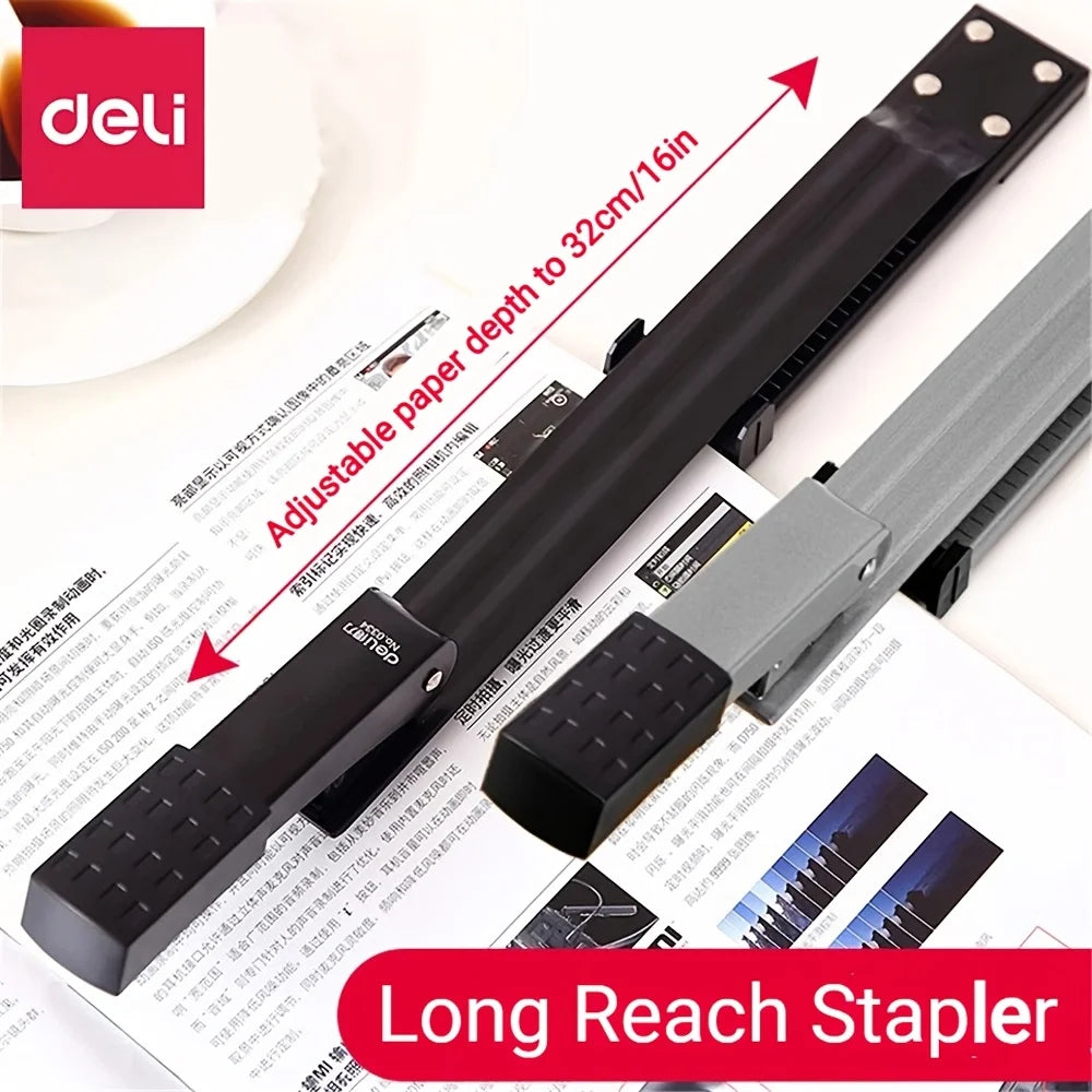 1 pcs Long Arm Manual Stapler Random Color, Ideal for Document Binding, Durable Design, Perfect for Daily Tasks