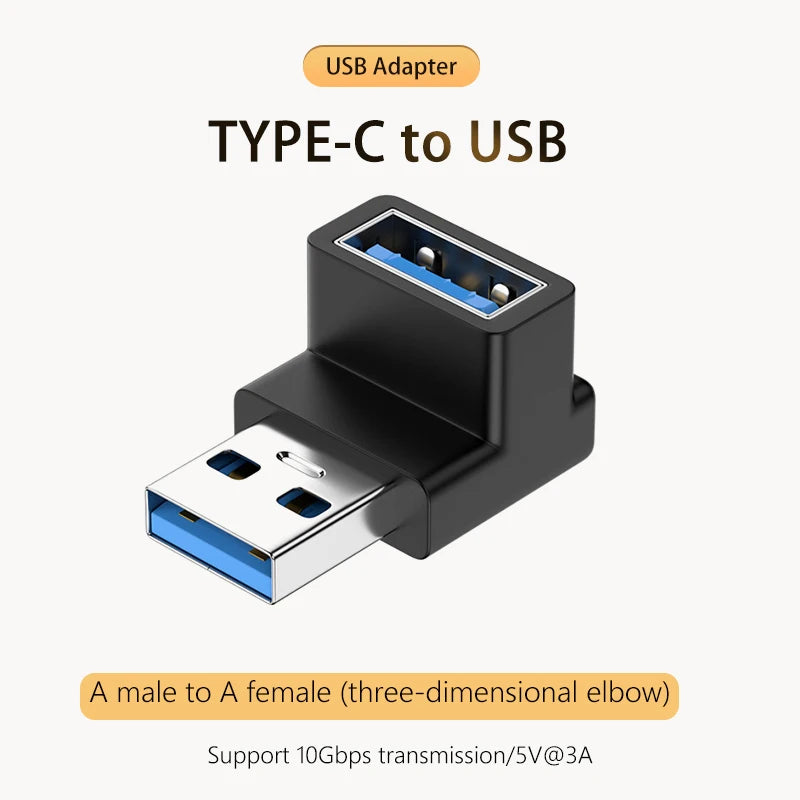 NNBILI 3A Type C Elbow USB 3.1 Charging Data Cable Adapter Converter for Android 90/180 Degree OTG Adapter Fast Charging 10Gbps