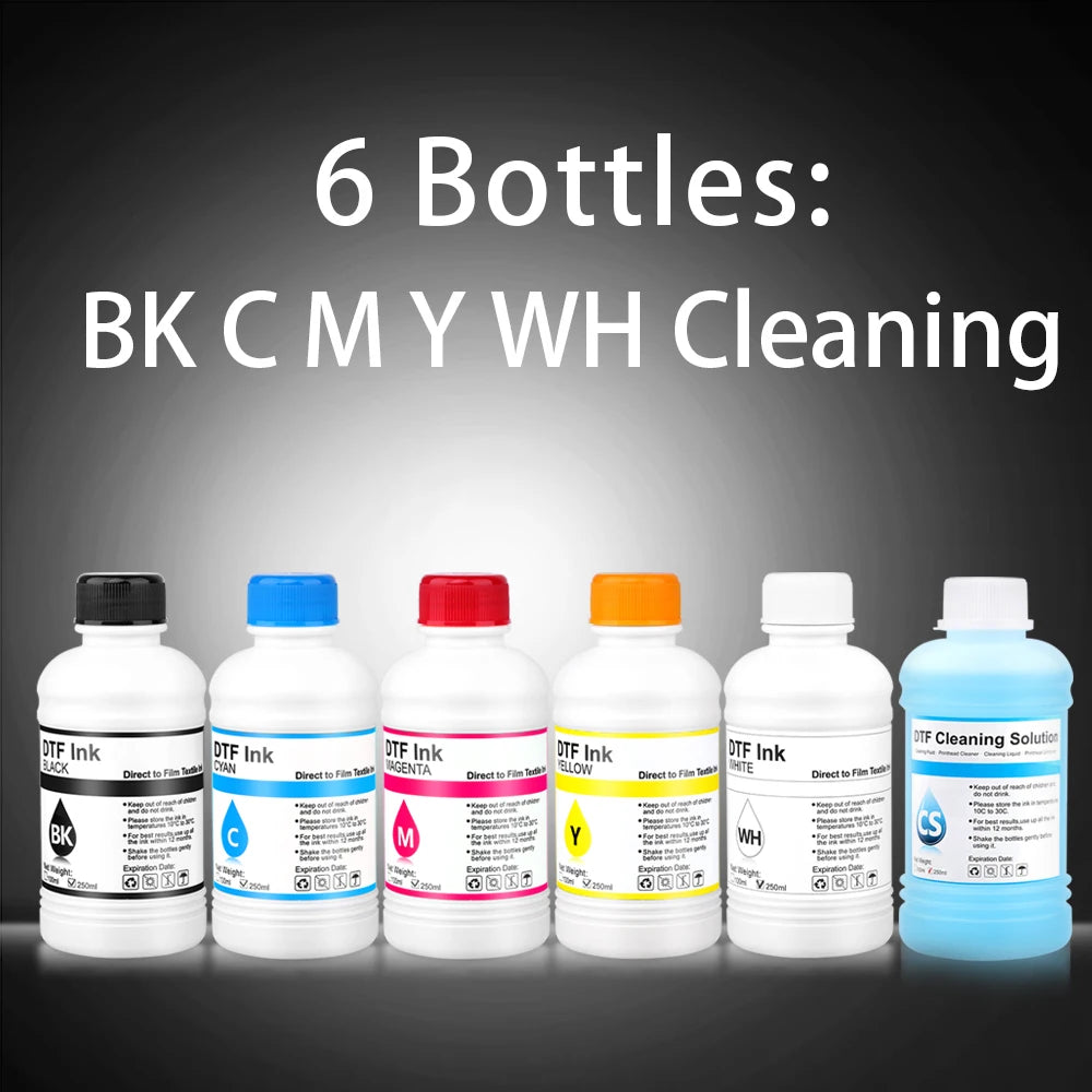 250ML DTF Ink Kit For T-shirt Transfer Printing For Epson L800 L1800 XP-15000 XP600 TX800 P600 P608 P800 DX5 DX7 i3200 4720