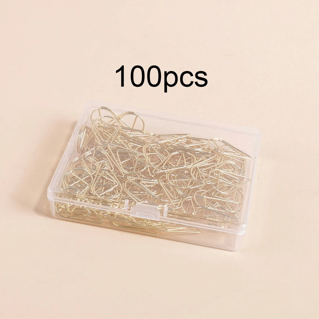 100 Heart-Shaped Metal Colorful Paper Clips, Note Card Bookmark Clips, Creative Office Supplies, Stationery Gifts for Friends