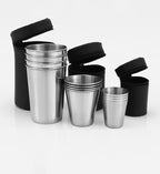4Pcs Outdoor Practical Travel Stainless Steel Cups Mini Set Glasses For Whisky Wine With Case Portable Drinkware 30ml/70ml/170ml