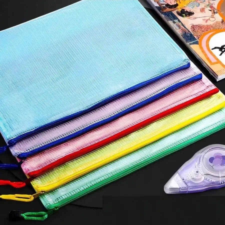 Large Capacity Waterproof A4 File Bag Zipper Document Storage Bag for Desktop Game School Textbook Suitable Office Supplies