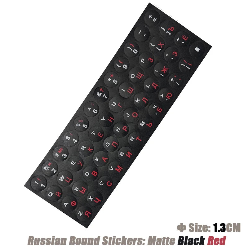 SR Russian 13 Colors Smooth Matte Circle Keyboard Sticker Language Protective Film Layout Button Letters PC Laptop Accessories