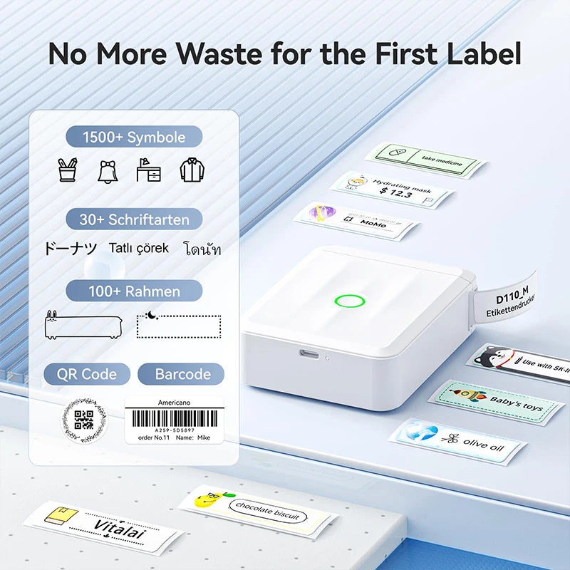 Niimbot D110 Wireless Mini Portable Printer Smart Label Printer Mobile Phone For Thermal Adhesive Sticker Labeling Maker Machine