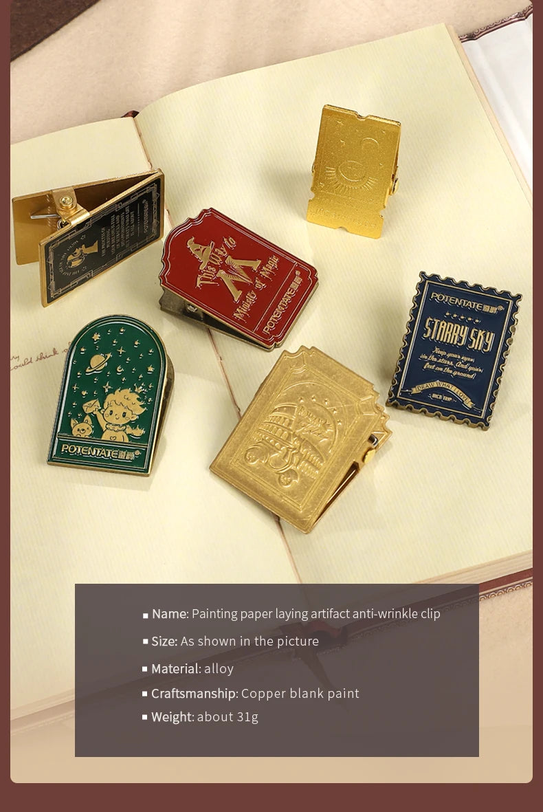 Retro Travel Book Clip Memory Glow Filme Metal Letter Clip Ticket Folder Watercolor Handbook Fixator Portable Art Stationery