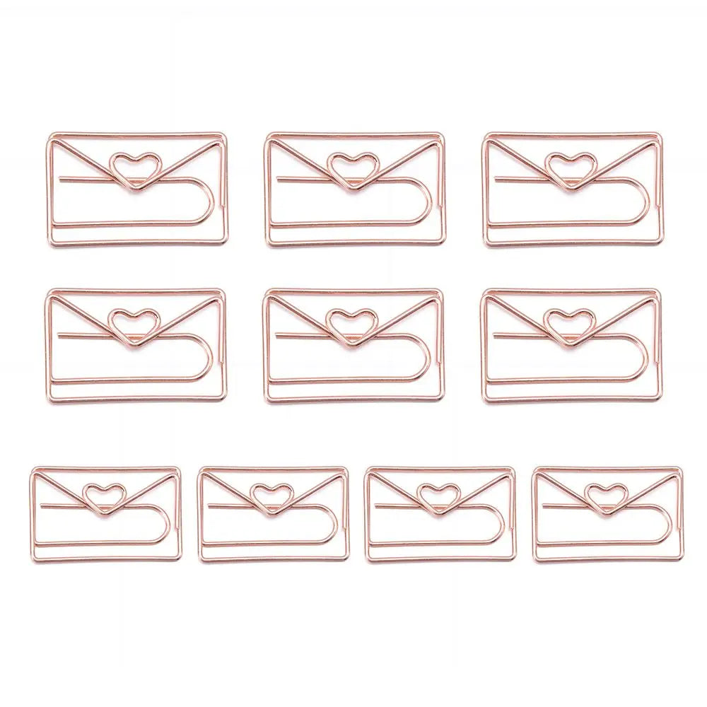 50/20pcs Love Diamond Crown Envelope Stationery Photo Tickets Office Supplies Metal Book Paper Clip Paperclips Mini Binder Clips
