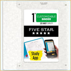 3-Ring Binder With Study App, 1 Inch D-Ring, Clear View Cover, 225 Sheet Capacity, White
