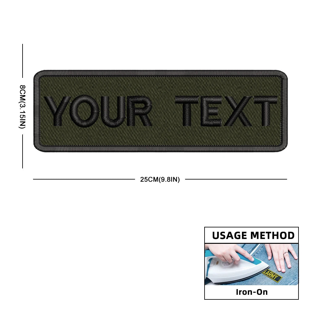 Custom Personalized Name Number Patch Stripes Badge Tags Different Sizes Iron On Or Hook Loop Embroidered Military Green Patches
