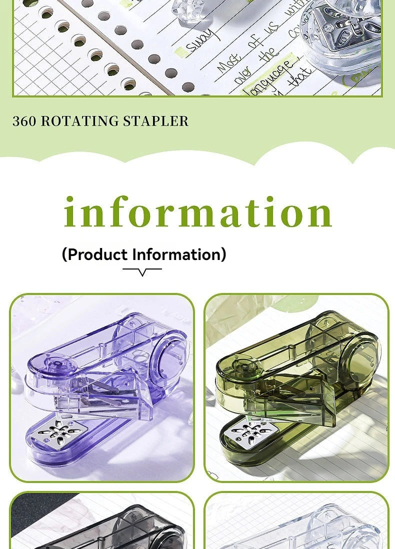Acrylic Transparent Stapler 360-Degree Rotating Multifunctional Powerful Long Stapler for School And Office Use