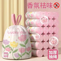 50-Count Scented Drawstring Trash Bags, 45 × 45 cm Cute Printed Small Bin Liners for Bathroom, Kitchen & Living Room