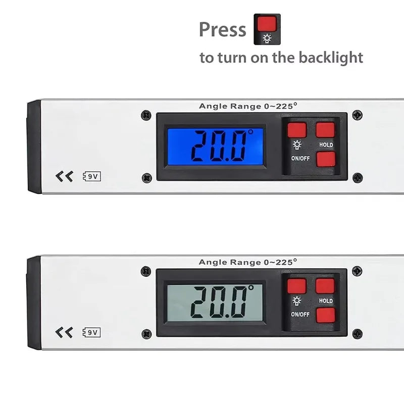 2025 Hot Sale 400mm/16inch  0-225 Degree Protractor Spirit Level Digital Angle Finder Gauge Meter Angle Finder with Level Bubble