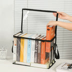 Foldable Transparent Storage Organizer Box Collapsible with Handle for Books Toys Office Supplies Dorm Classroom Home