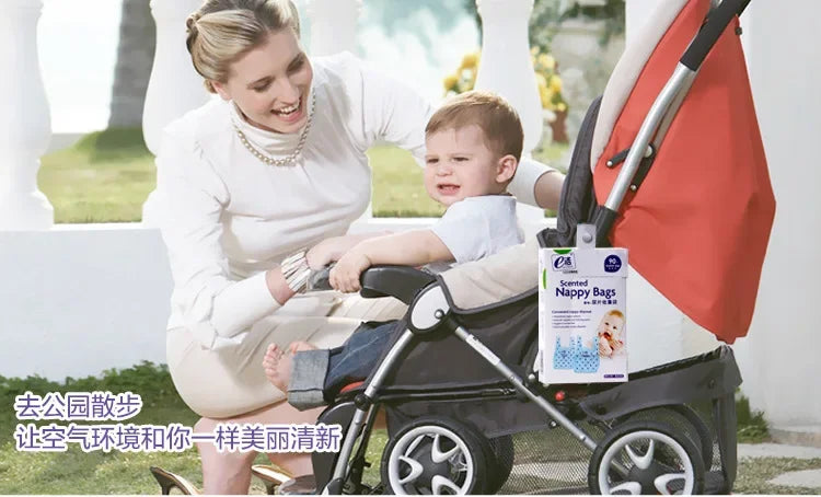 Scented Diaper Disposal Bags Fragrant Nappy Sacks Boxed Pull-Out Design Baby Odor Control for Nursery Diaper Pail Trash Can