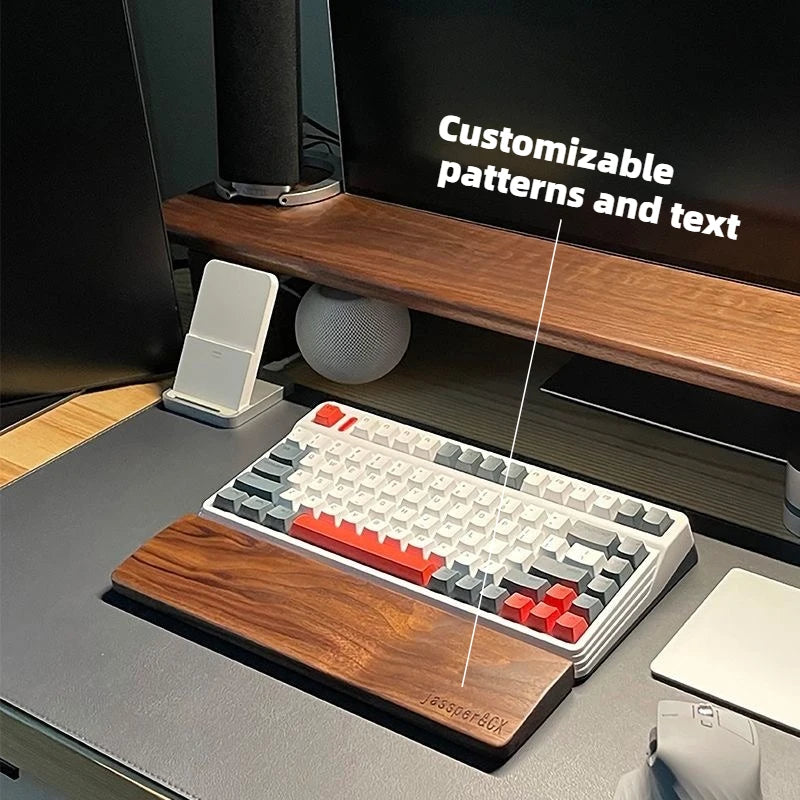 Walnut Wood Palm Rest Custom Soild Wood Mouse Rest Mechanical Keyboard Wrist Rest Accessories AntiSlip Stickers WoodenPalm Stree