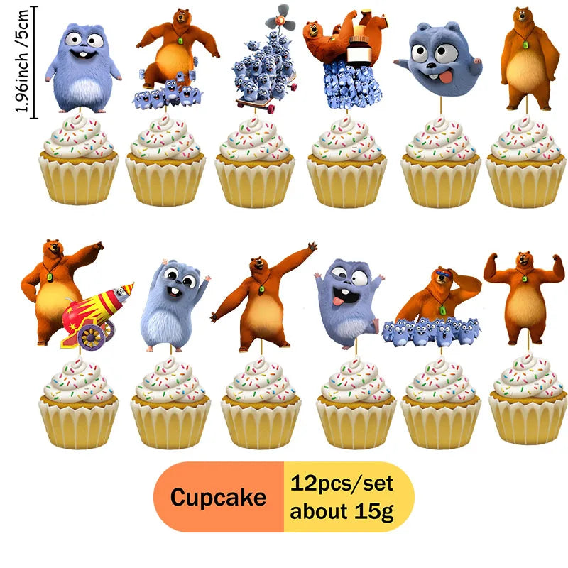 Grizzly and The Lemmings Cartoon Party Supplies Disposable Tableware Paper Plates for Birthday Shower Party Decoration Gifts