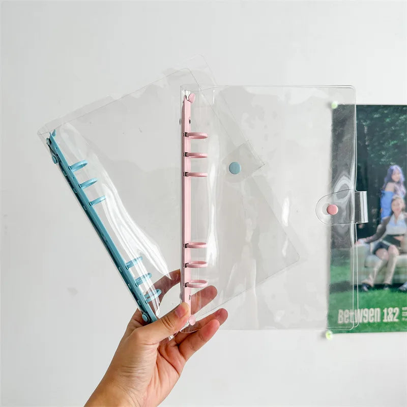 Lightweight Pvc Loose-Leaf Shell 6 Holes A6 Transparent Loose-Leaf Shell, Color Clip, Simple Candy Color Album Shell