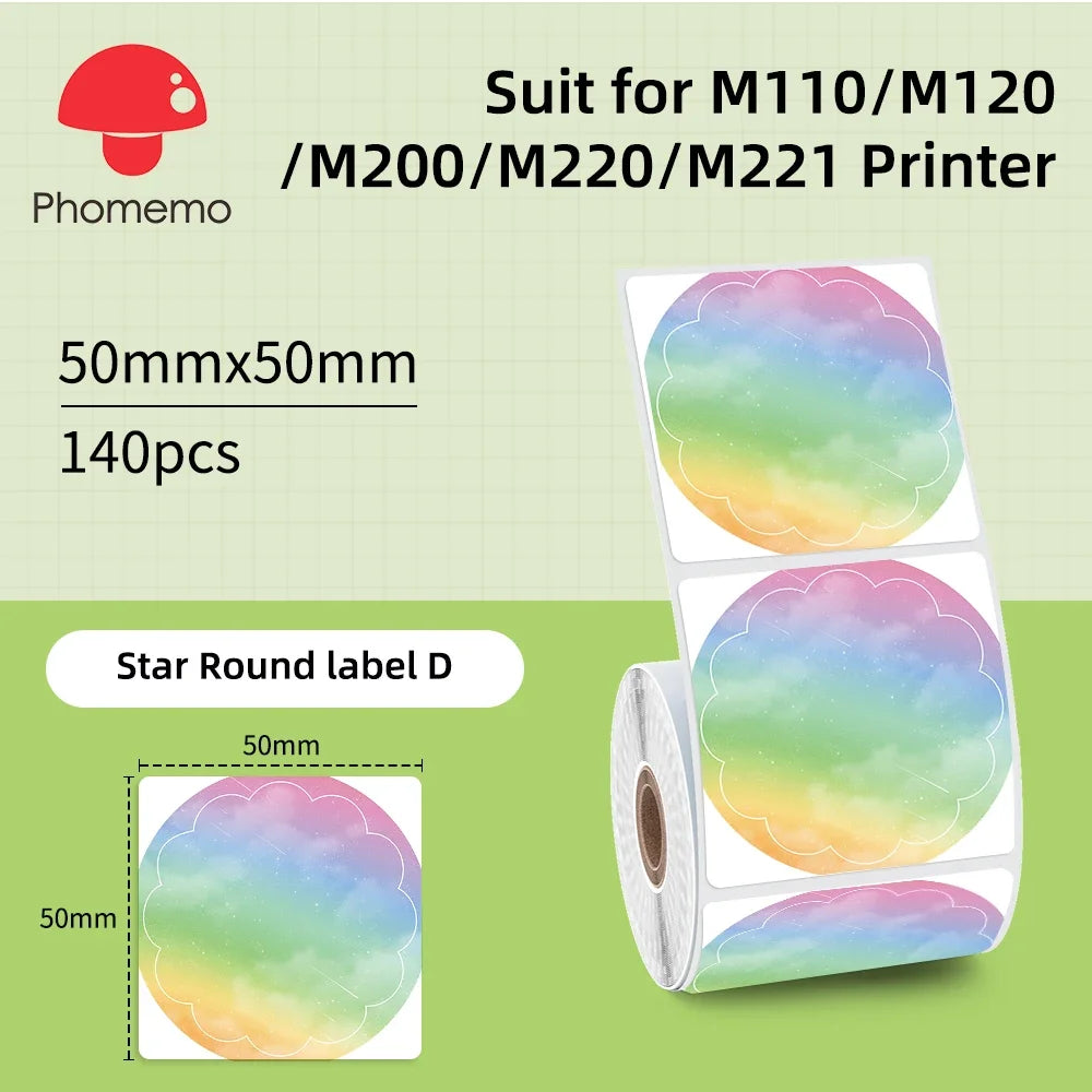 Phomemo Label For M110/M220/M221 Mini Printer Portable Thermal Label Stickers Self-Adhesive Waterproof Label Maker Sticker New