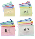 5PCS Stationery Storage Folder File Mesh Zipper Pouch A4 A5 A6 B5 2PCS A3 B4 Document Bag Zip File Folder School Office Supplies
