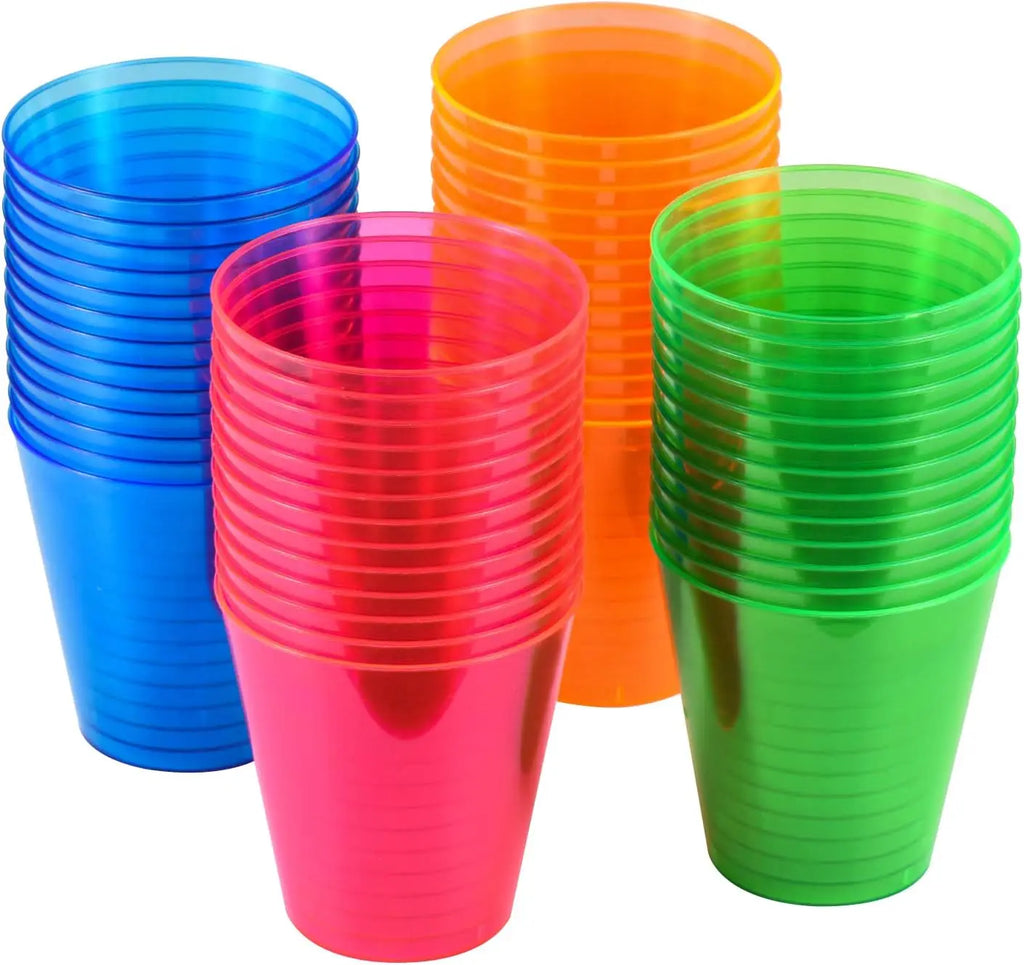 100Pcs Plastic Shot Glasses 2oz Disposable Clear Hard Plastic Cups(Multicolor) jello cups for party iridescent party supplies