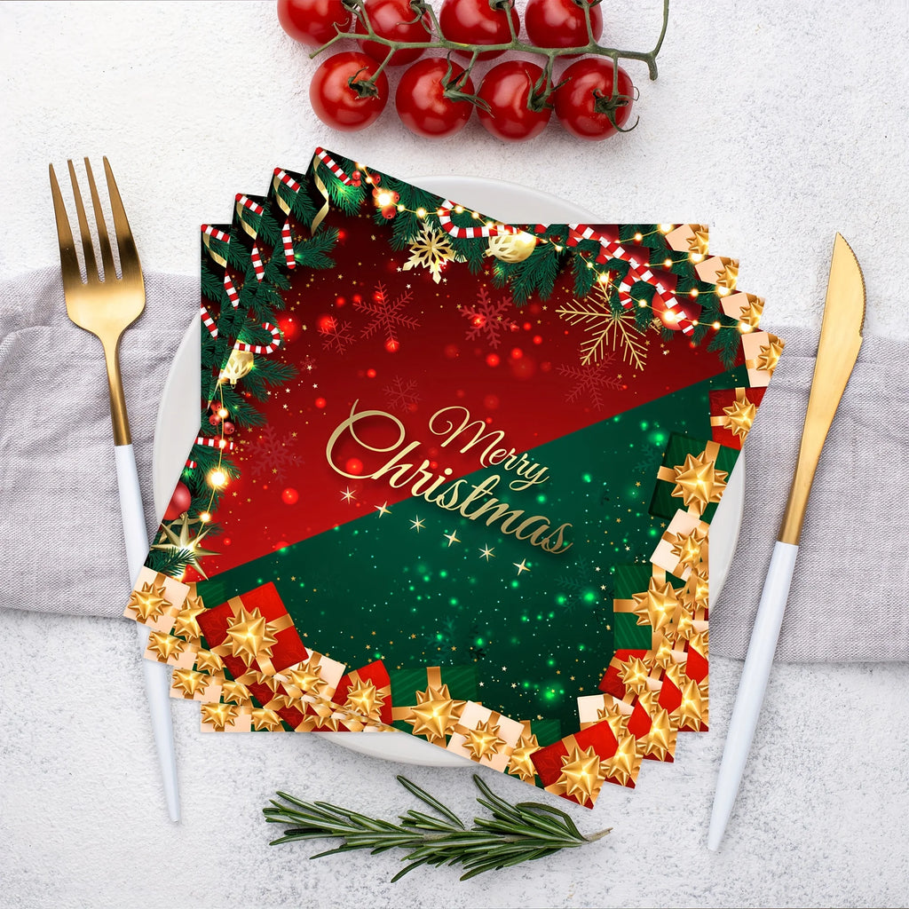 40pcs Count Festive Christmas Paper Napkins with Snowflakes,Merry Christmas Holiday Dinner,Party Birthday Decorations, Christmas