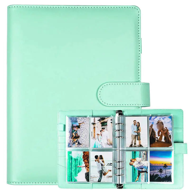 A5 Notebook Photocard Binder with 4 Pockets Sleeves, 6 Ring  PU Leather Binder Loose Leaf Personal Organizer Photo Binder Book